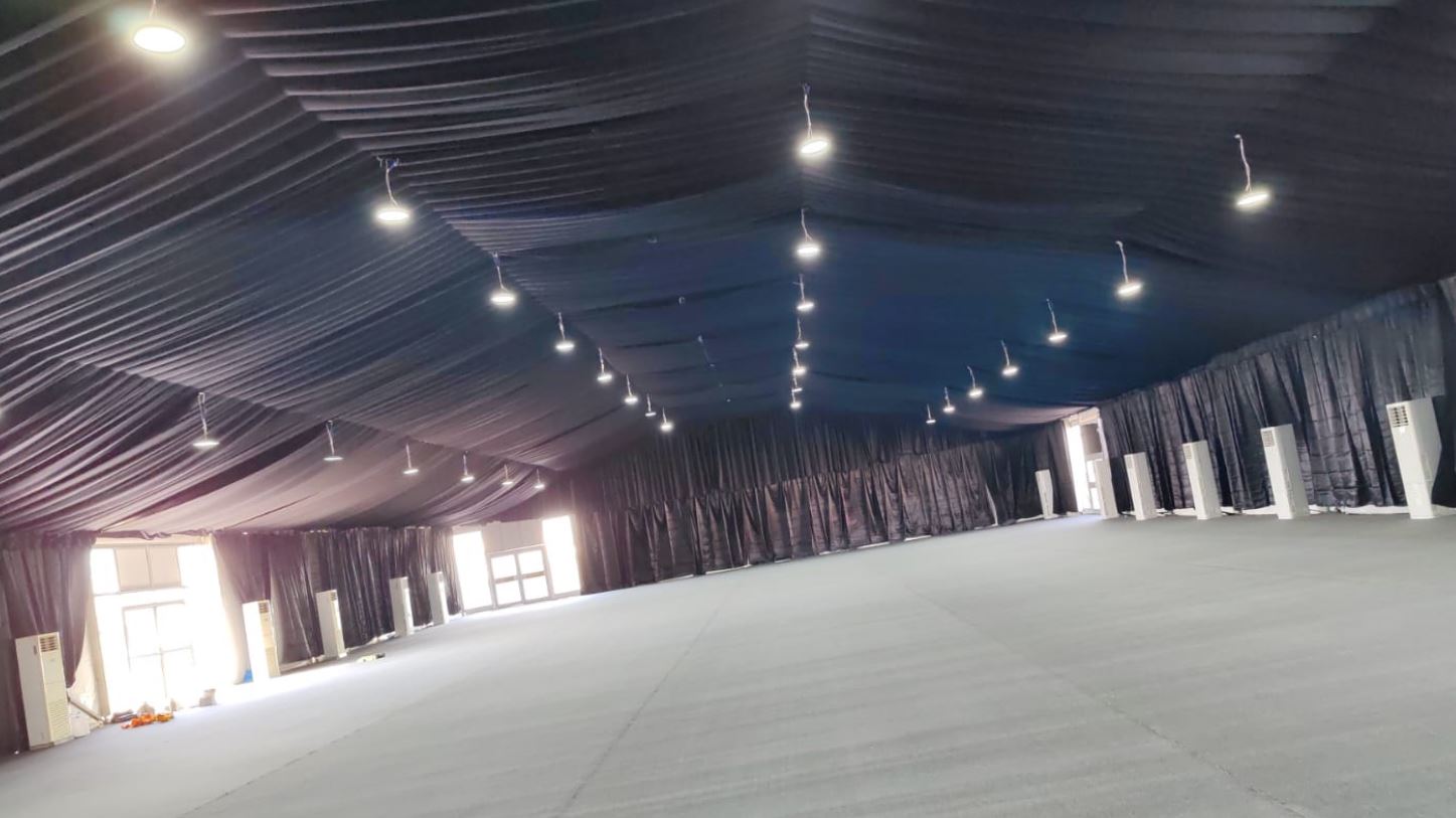 Corporate tent setup outdoor event Saudi Arabia