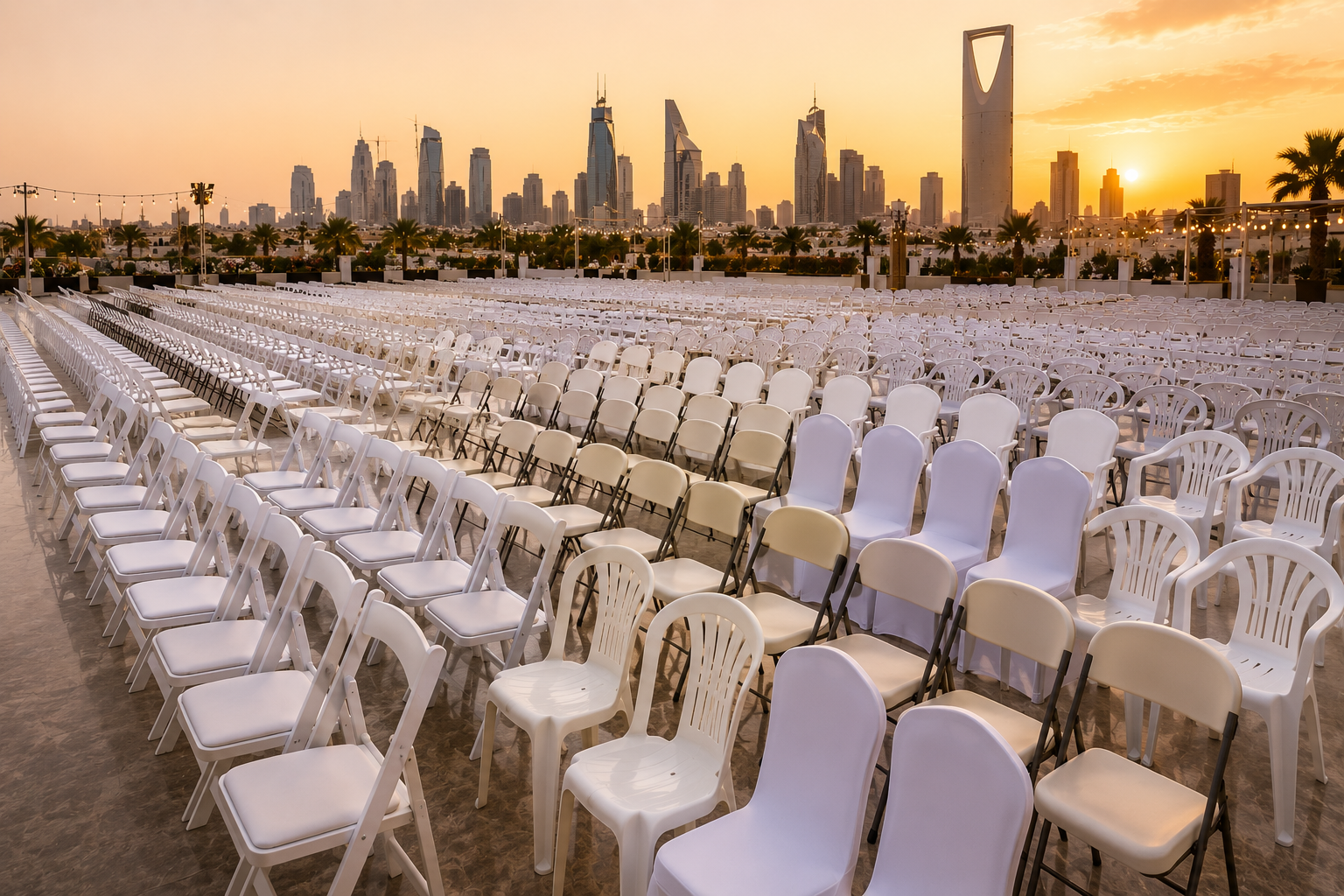 Folding chair rental Riyadh event setup