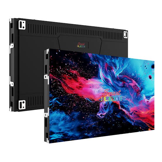 Outdoor LED billboard screen on steel support structure showing high brightness display rental KSA