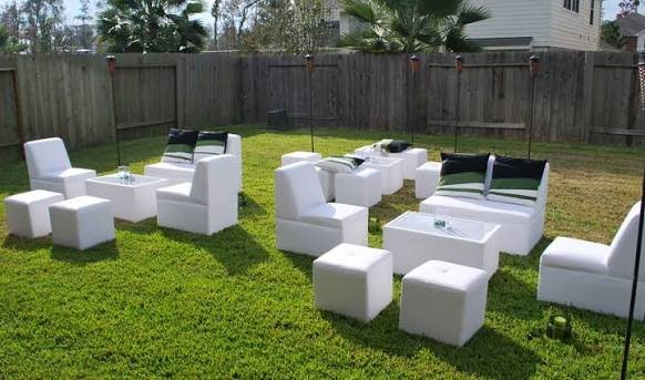 Black button tufted velvet cube ottoman rental KSA